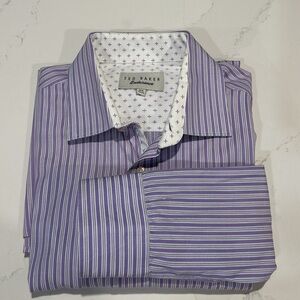 Ted Baker Endurance Dress Shirt Button Down Striped purple Size 15.5 32/33